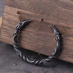 Men's Retro Heavy Industry Design Black Patterned Open Bracelet Personalized and Creative Holiday Party Accessories Jewelry