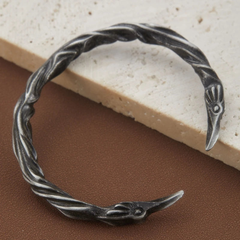 Men's Retro Heavy Industry Design Black Patterned Open Bracelet Personalized and Creative Holiday Party Accessories Jewelry